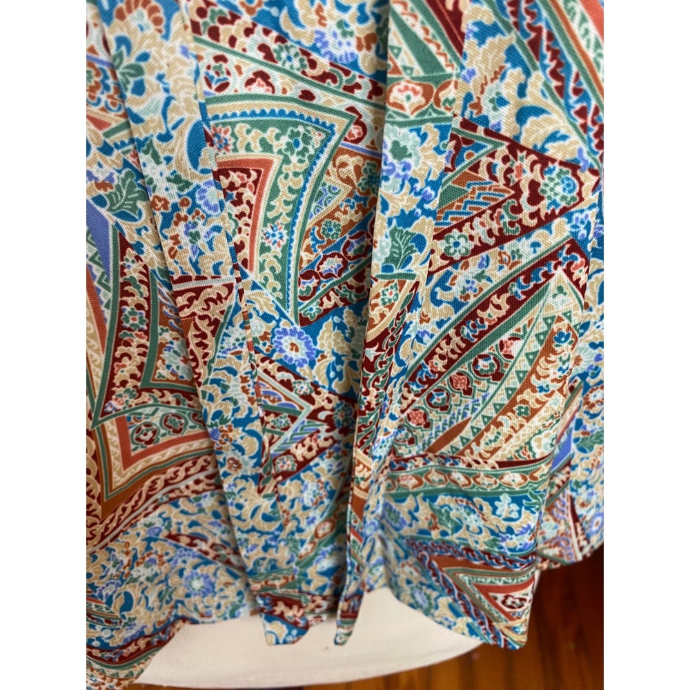 Vtg 60's Paisley Geometric Print Blouse Short Sleeve XL Boho Top Multicolor - Picture 3 of 5